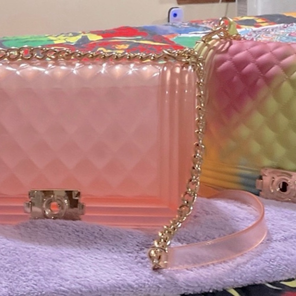 Chic Pink  and multicolor Quilted Women Bag